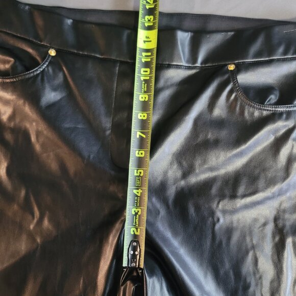 Michael Kors Pants Womens XL Black Pleather Flare Pockets High Waist Stretch - Picture 8 of 13